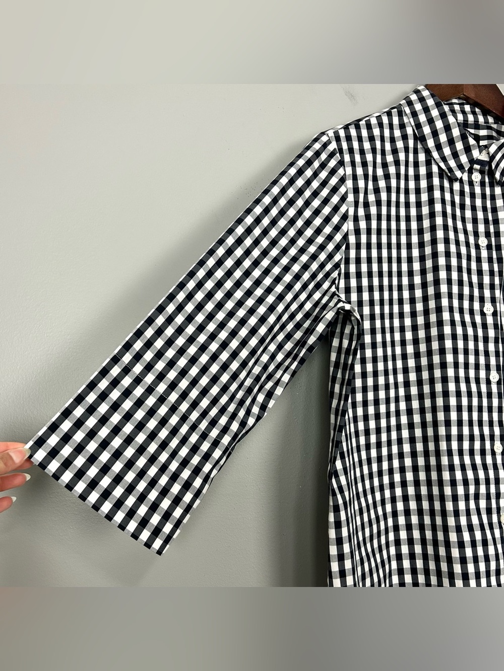 Lafayette 148 Gingham Poplin Shirt Women’s Size L Button Front Plaid Classic - Picture 3 of 7